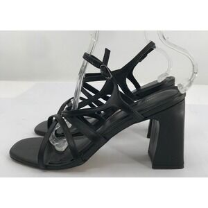 Intentionally Blank Black Leather Strappy Block Heel Sandals Womens Size 42